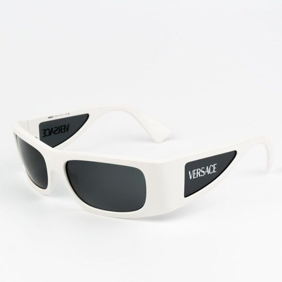 NEW Versace VE4482 314/87 White Dark Grey Rectangular Unisex Sunglasses main image 10